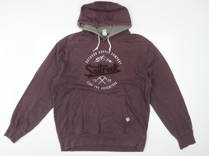 Saltrock Men’s Brown 2XL Pullover Hoodie with Logo Graphic