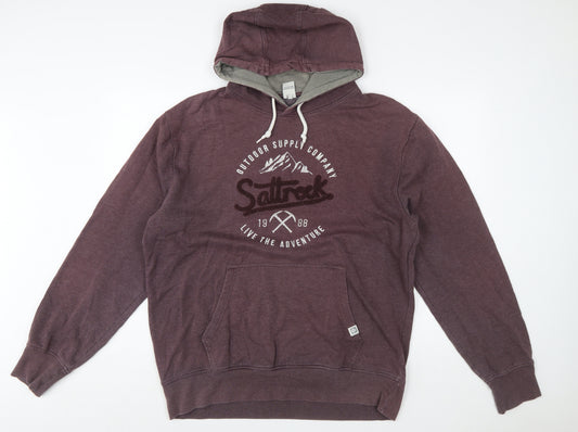 Saltrock Men’s Brown 2XL Pullover Hoodie with Logo Graphic