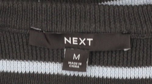 Next Women’s Black Striped Cardigan Size 14 Crew Neck Long Sleeve