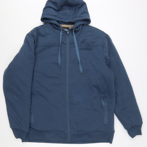 Mountain Warehouse Men’s Blue Full Zip Fleece Lined Hoodie Size L