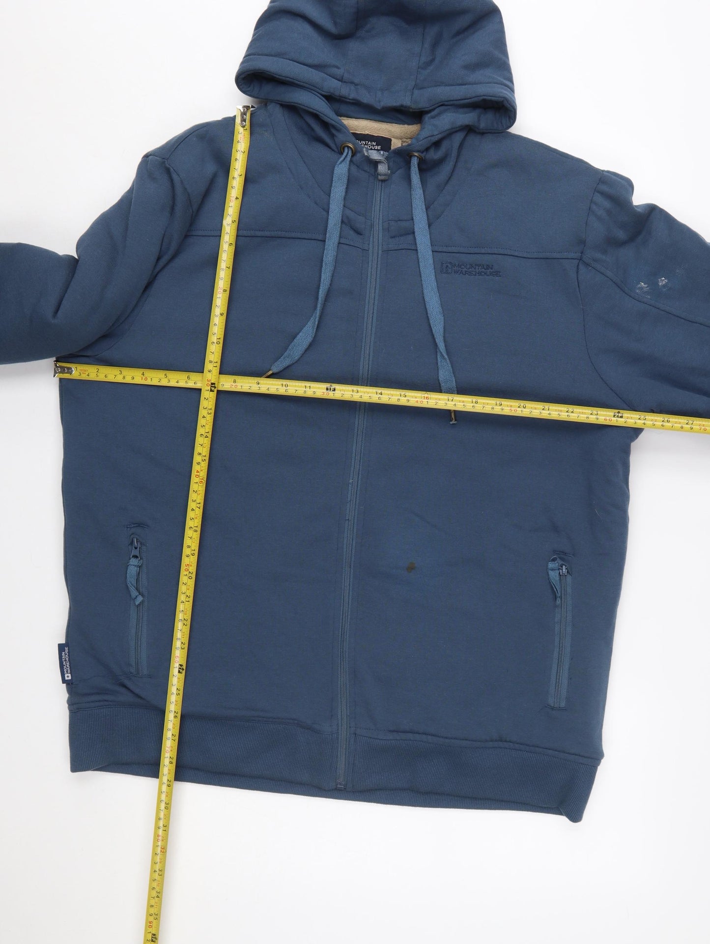 Mountain Warehouse Men’s Blue Full Zip Fleece Lined Hoodie Size L