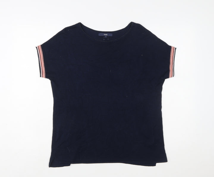 Next Women Blue Short Sleeve Knit Pullover Jumper Size 12