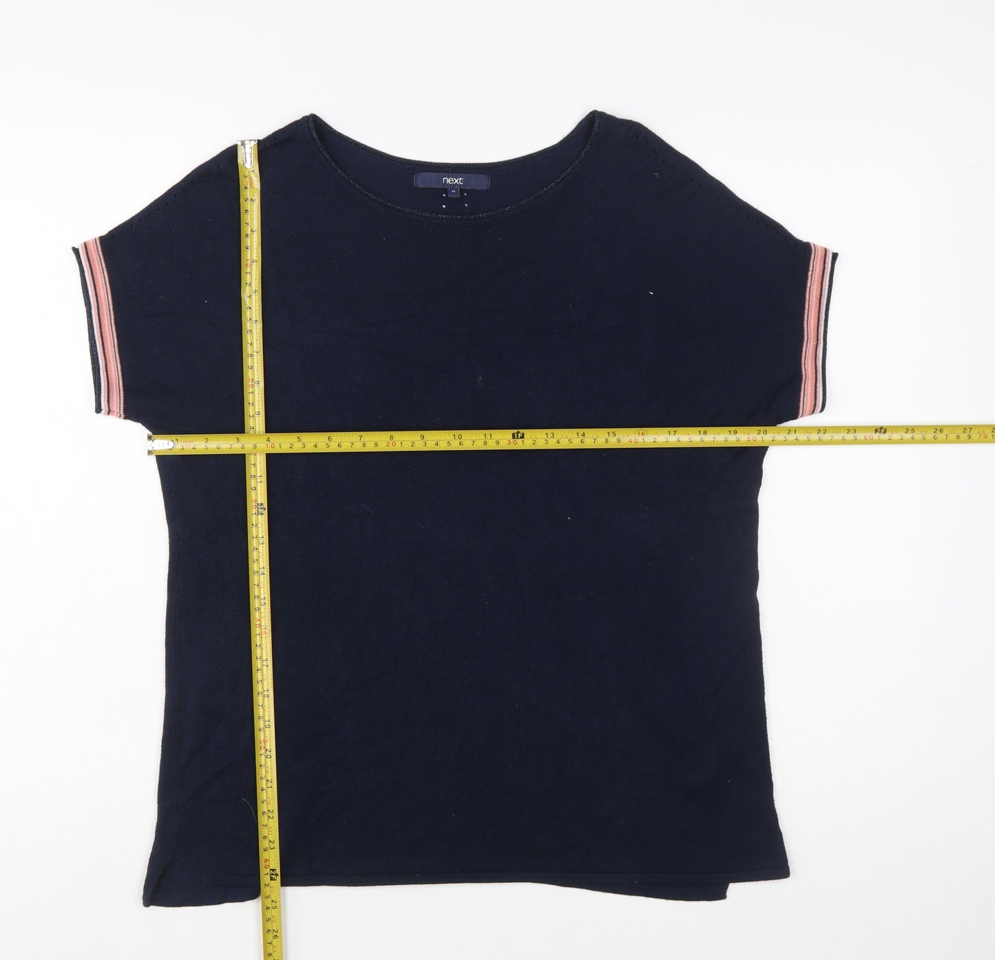 Next Women Blue Short Sleeve Knit Pullover Jumper Size 12