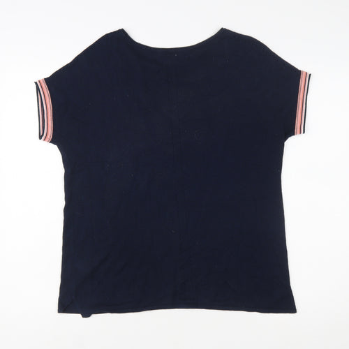Next Women Blue Short Sleeve Knit Pullover Jumper Size 12