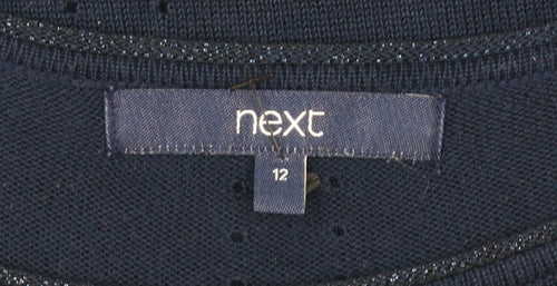 Next Women Blue Short Sleeve Knit Pullover Jumper Size 12