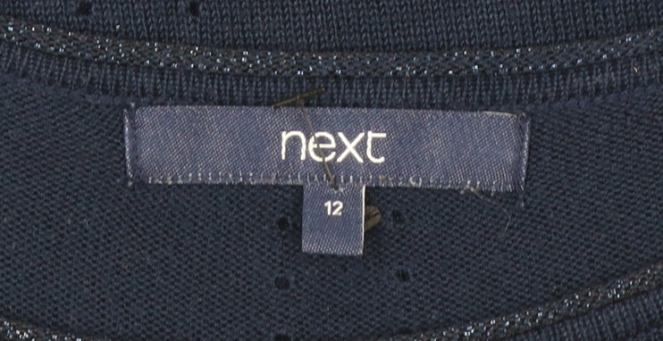 Next Women Blue Short Sleeve Knit Pullover Jumper Size 12