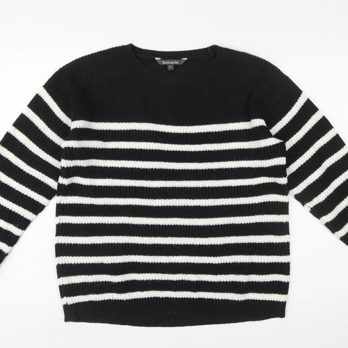Bonmarché Women’s Black White Striped Knit Pullover Jumper Size 14