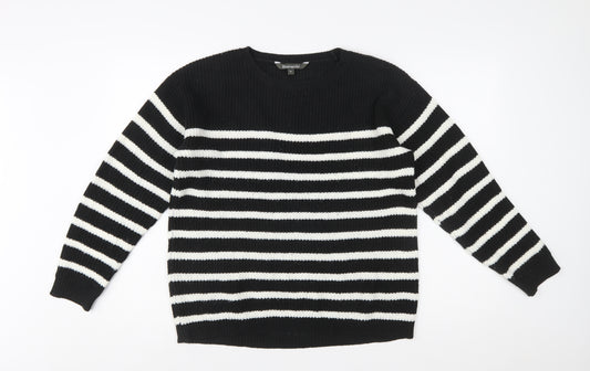 Bonmarché Women’s Black White Striped Knit Pullover Jumper Size 14