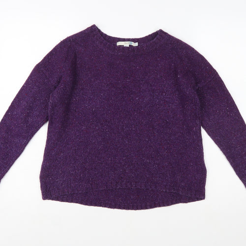 Boden Women Purple Wool Blend Jumper UK 8 Crew Neck Long Sleeve