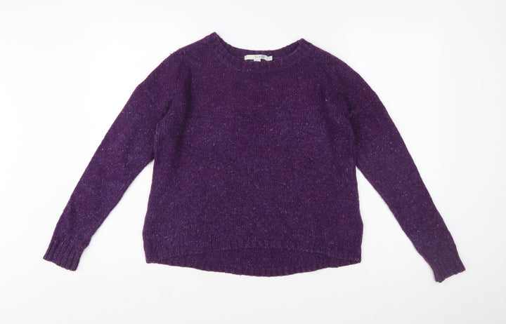 Boden Women Purple Wool Blend Jumper UK 8 Crew Neck Long Sleeve