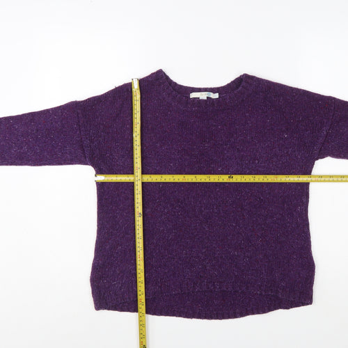 Boden Women Purple Wool Blend Jumper UK 8 Crew Neck Long Sleeve