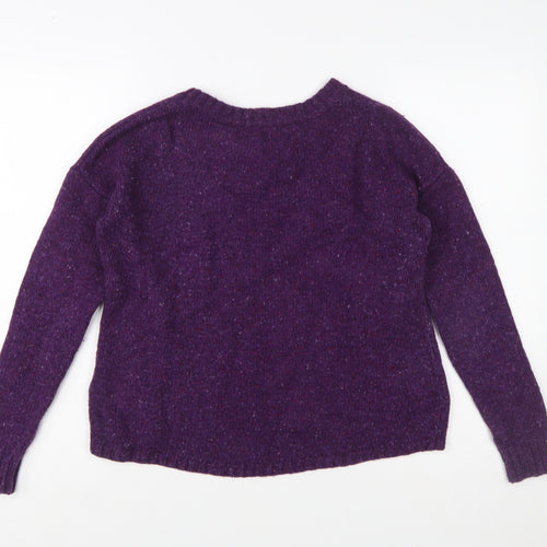 Boden Women Purple Wool Blend Jumper UK 8 Crew Neck Long Sleeve