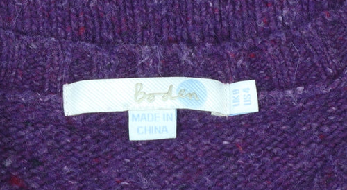 Boden Women Purple Wool Blend Jumper UK 8 Crew Neck Long Sleeve