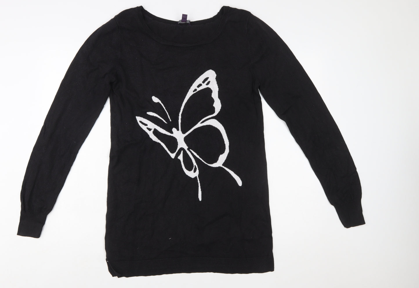 Long Tall Sally Women's Black Medium Butterfly Knit Pullover Jumper