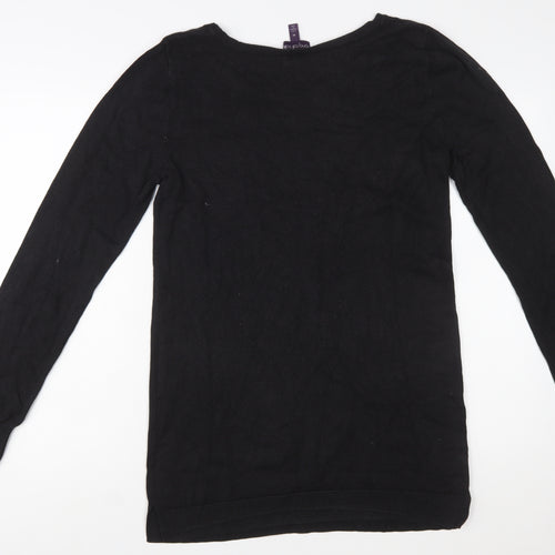 Long Tall Sally Women's Black Medium Butterfly Knit Pullover Jumper