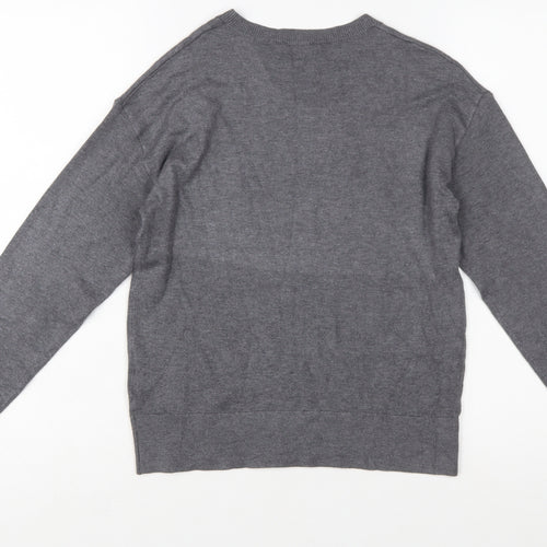 Dorothy Perkins Women’s Grey Petite Rhinestone Crew Neck Jumper Size 6