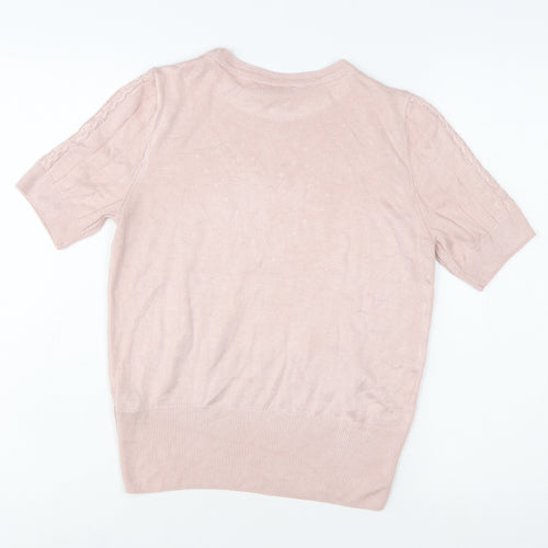 Marks and Spencer Women Pink V-Neck Short Sleeve Knit Jumper Size 10