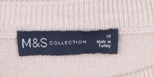 Marks and Spencer Women Pink V-Neck Short Sleeve Knit Jumper Size 10