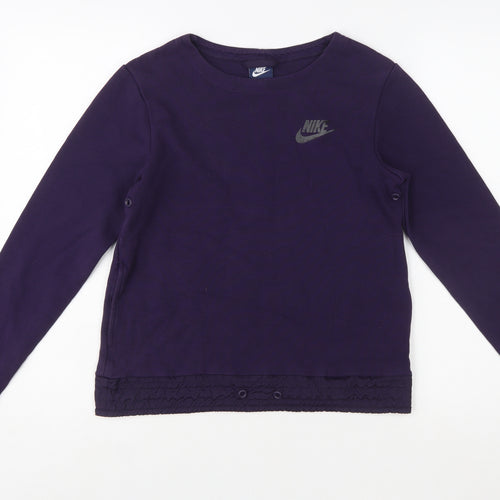 Nike Womens Purple Crew Neck Long Sleeve Pullover Sweatshirt Size S