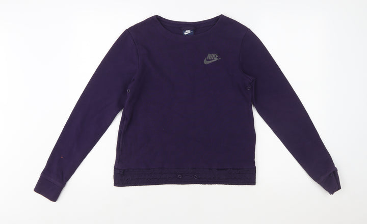 Nike Womens Purple Crew Neck Long Sleeve Pullover Sweatshirt Size S