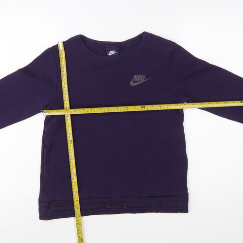 Nike Womens Purple Crew Neck Long Sleeve Pullover Sweatshirt Size S