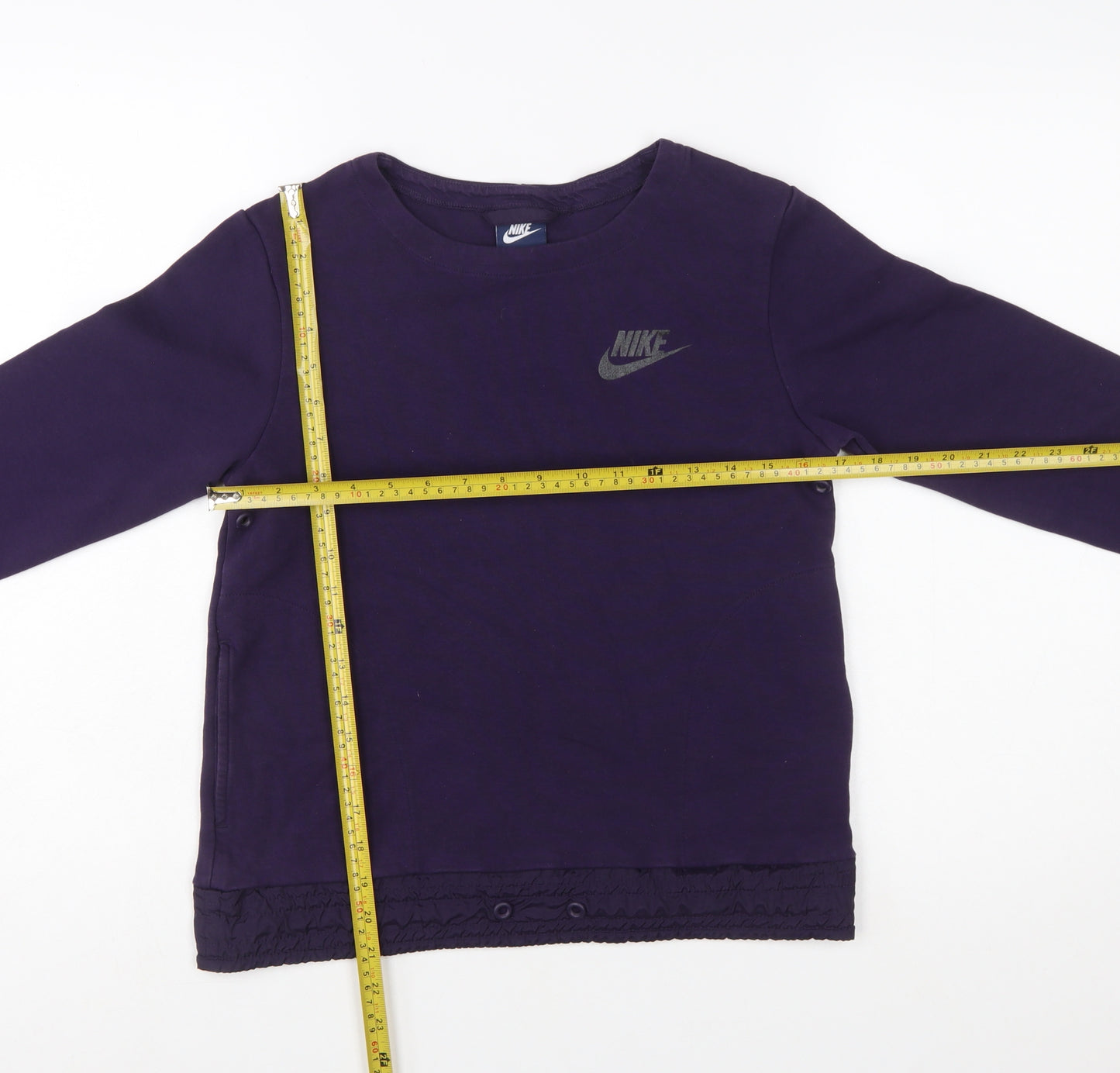 Nike Womens Purple Crew Neck Long Sleeve Pullover Sweatshirt Size S