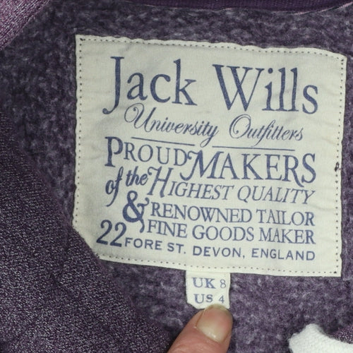 Jack Wills Womens Purple Hoodie UK 8 Pullover Sweatshirt