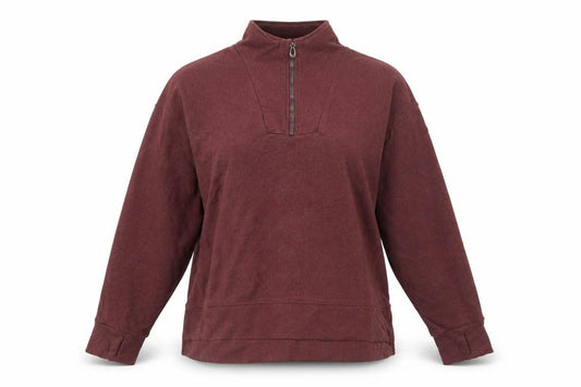 Front view of Trespass women’s burgundy 1/4 zip pullover sweatshirt uk14 l