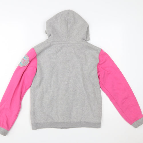 Salt Rock Girls Grey & Pink Full Zip Hoodie 13 Years Embroidered Fleece