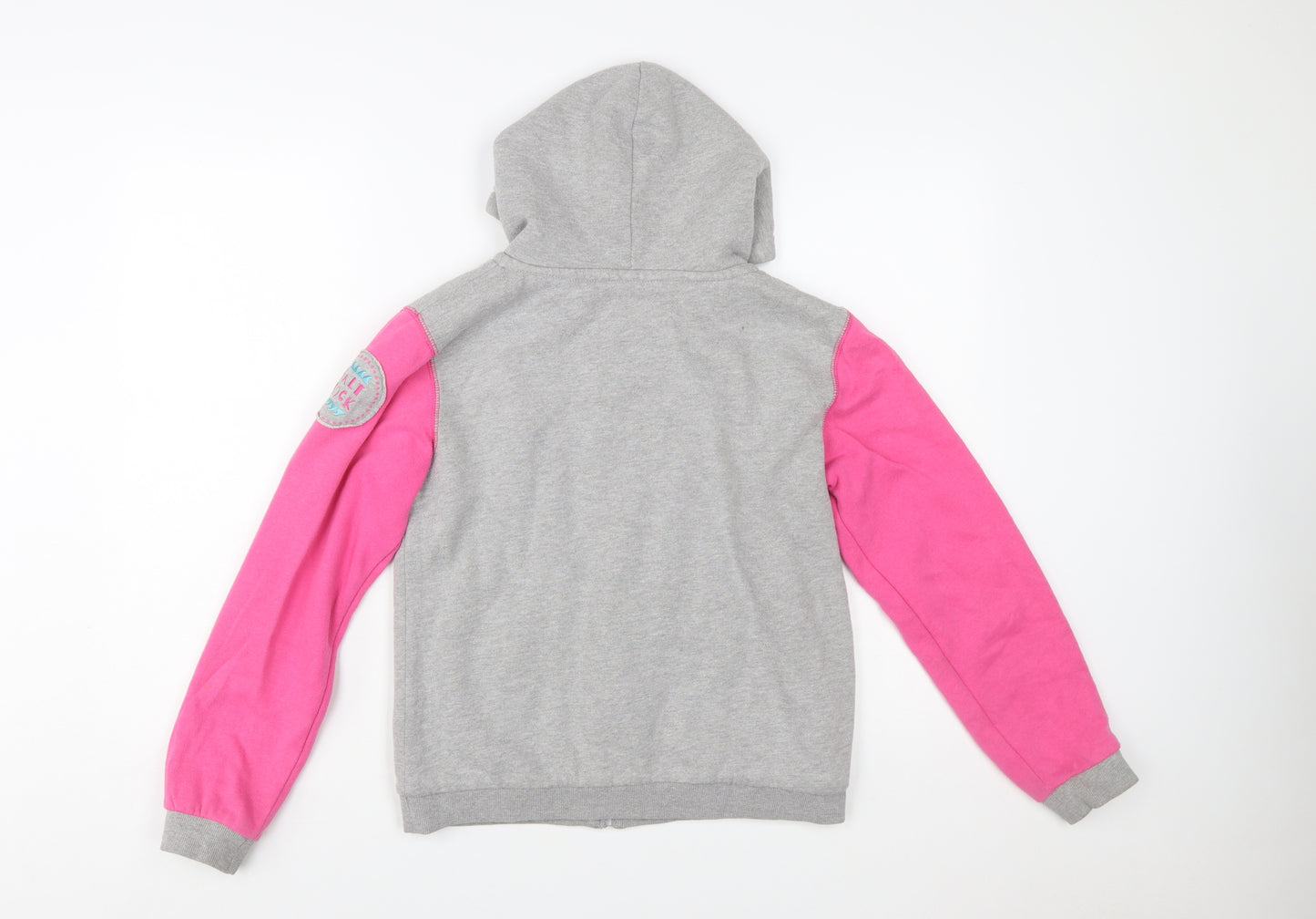 Salt Rock Girls Grey & Pink Full Zip Hoodie 13 Years Embroidered Fleece