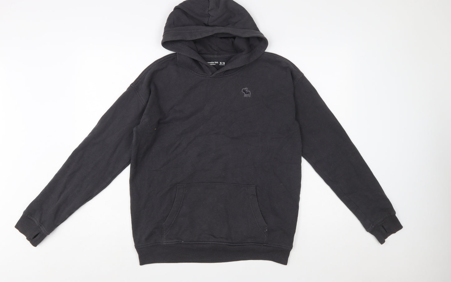 Abercrombie Kids Boys Black Pullover Hoodie 15-16 Years Cotton Blend
