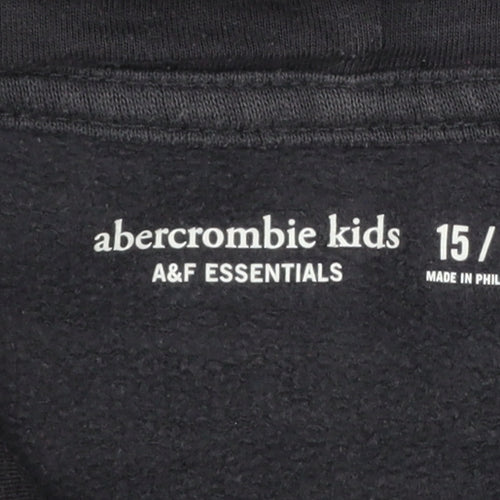 Abercrombie Kids Boys Black Pullover Hoodie 15-16 Years Cotton Blend