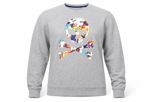 Front view of Robert Graham women’s grey skull graphic pullover sweatshirt m