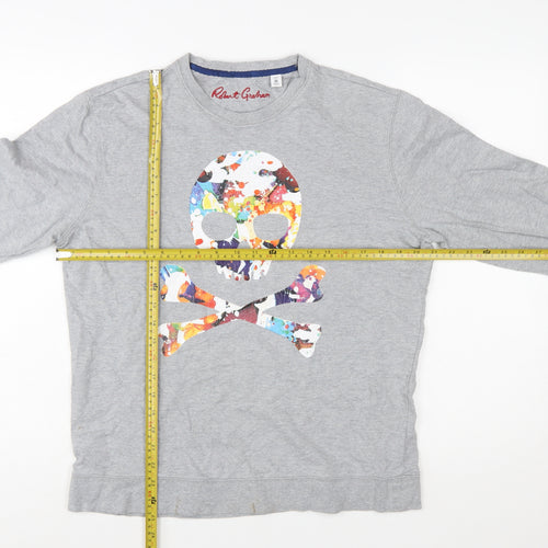 Robert Graham Womens Grey Skull Graphic Pullover Sweatshirt M