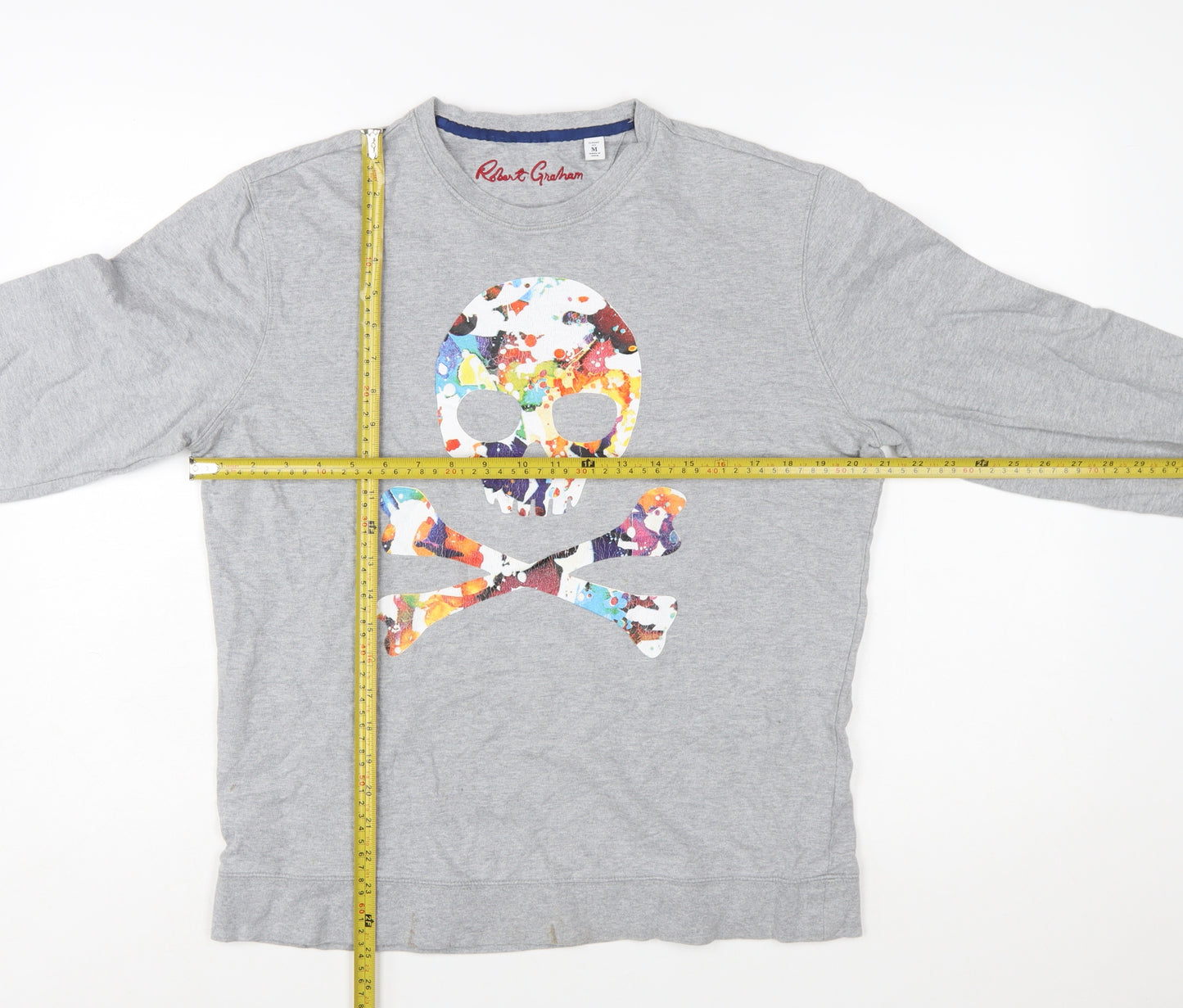 Robert Graham Womens Grey Skull Graphic Pullover Sweatshirt M