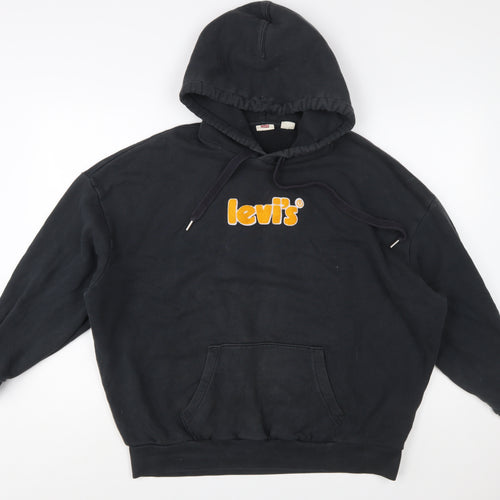 Levi's Womens Black Small Pullover Logo Hoodie Cotton Blend