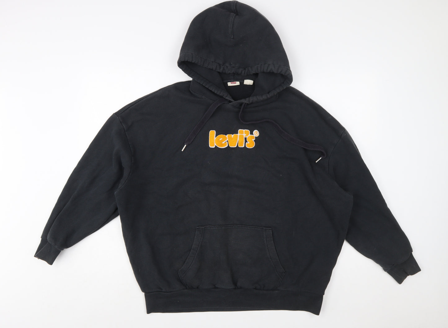 Levi's Womens Black Small Pullover Logo Hoodie Cotton Blend