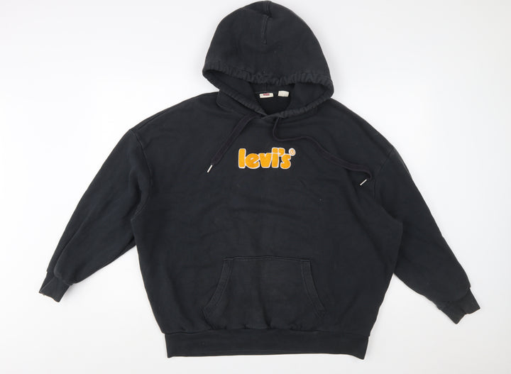 Levi's Womens Black Small Pullover Logo Hoodie Cotton Blend