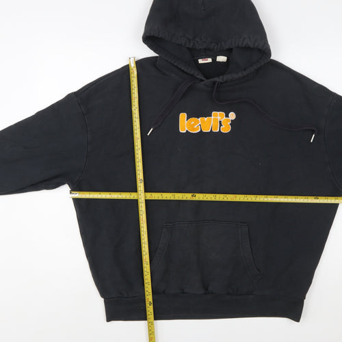 Levi's Womens Black Small Pullover Logo Hoodie Cotton Blend