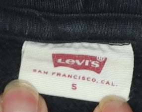 Levi's Womens Black Small Pullover Logo Hoodie Cotton Blend