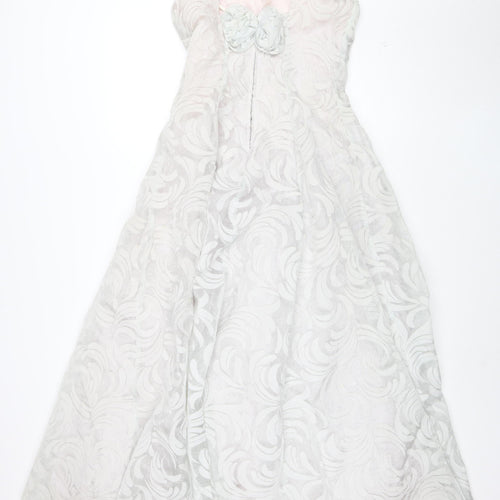 Aspeed Womens Ivory Floral Jacquard Long Ball Gown Dress Size 8