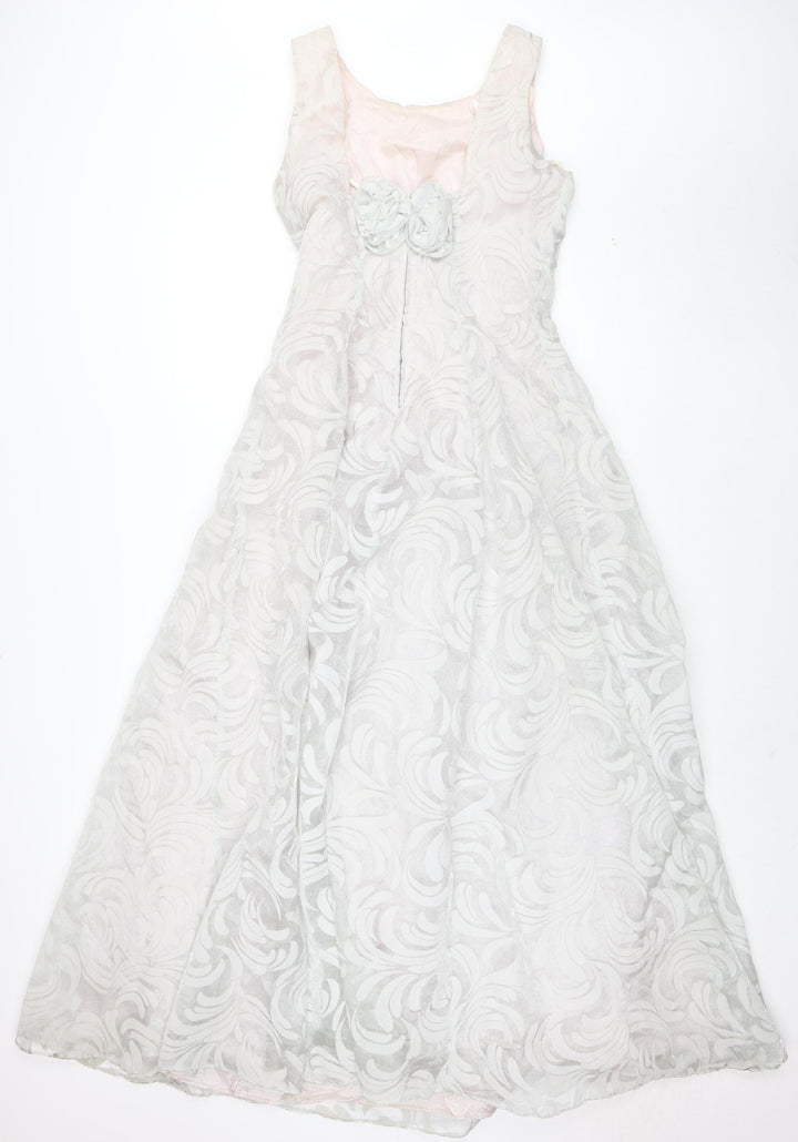 Aspeed Womens Ivory Floral Jacquard Long Ball Gown Dress Size 8