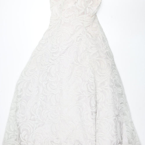 Aspeed Womens Ivory Floral Jacquard Long Ball Gown Dress Size 8