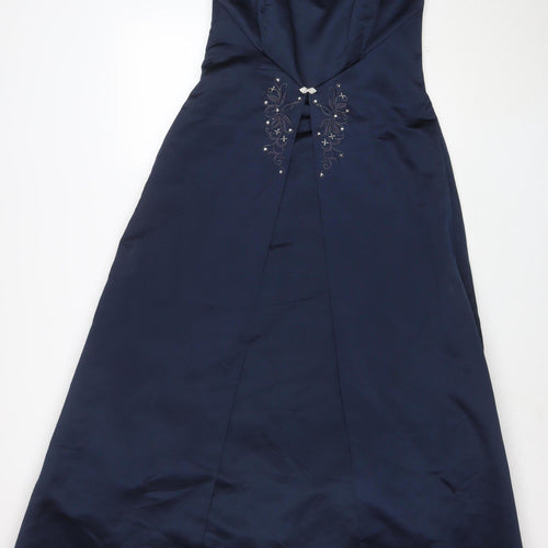 Michaelangelo Women's Blue Size 10 A-Line Beaded Formal Dress