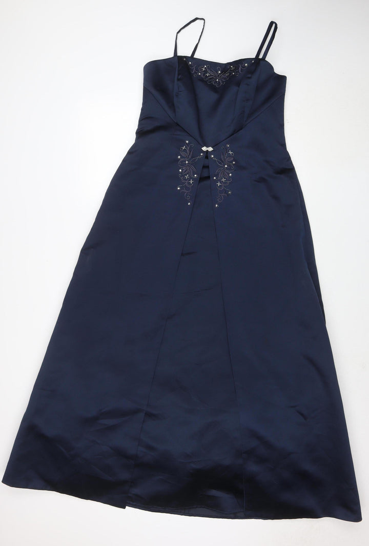 Michaelangelo Women's Blue Size 10 A-Line Beaded Formal Dress