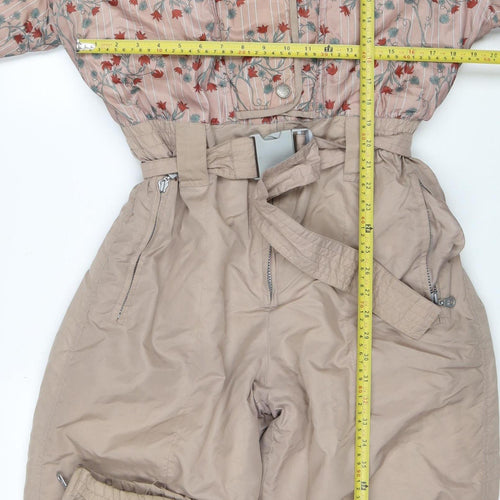 Easy Wear Womens Beige Floral Insulated Snow Pants M Winter Ski Trousers