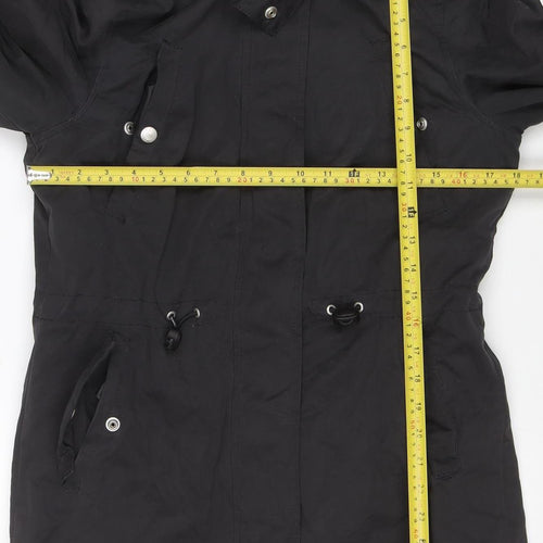 Superdry Women's Black Parka Coat Size S Faux Fur Hooded Winter Jacket