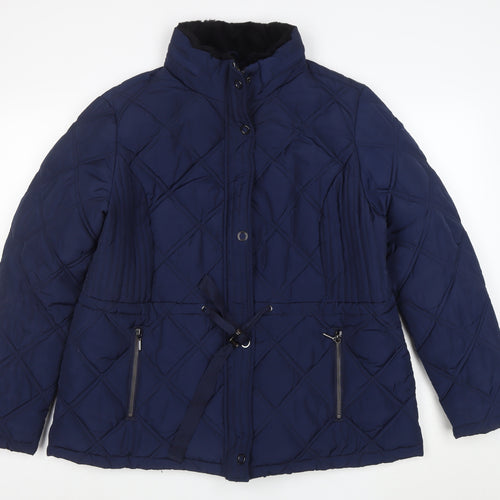 TU Womens Navy Quilted Puffer Jacket Size 20 Lined Hooded Coat