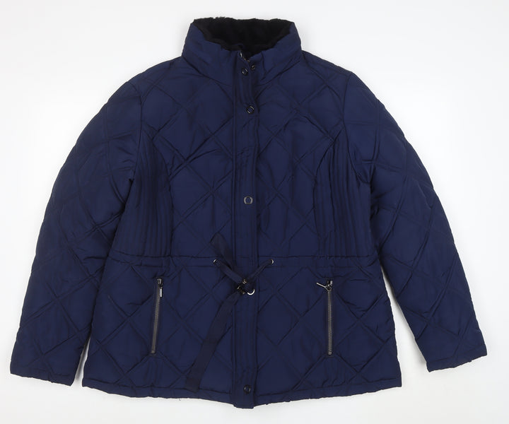 TU Womens Navy Quilted Puffer Jacket Size 20 Lined Hooded Coat