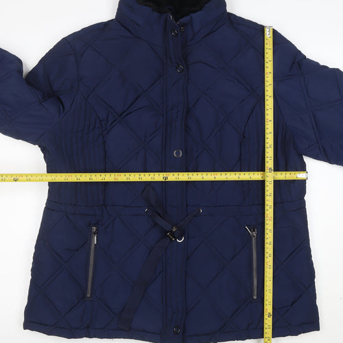 TU Womens Navy Quilted Puffer Jacket Size 20 Lined Hooded Coat
